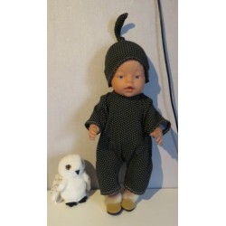 zomer slobpak donker blauw met stippen groen baby born 43cm