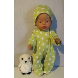 slobpak groen polka dots baby born 43cm