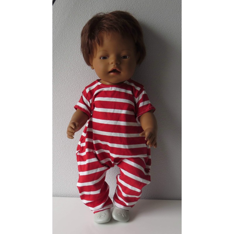 slobpak rood gestreept baby born 43cm