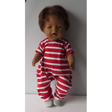 slobpak rood gestreept baby born 43cm