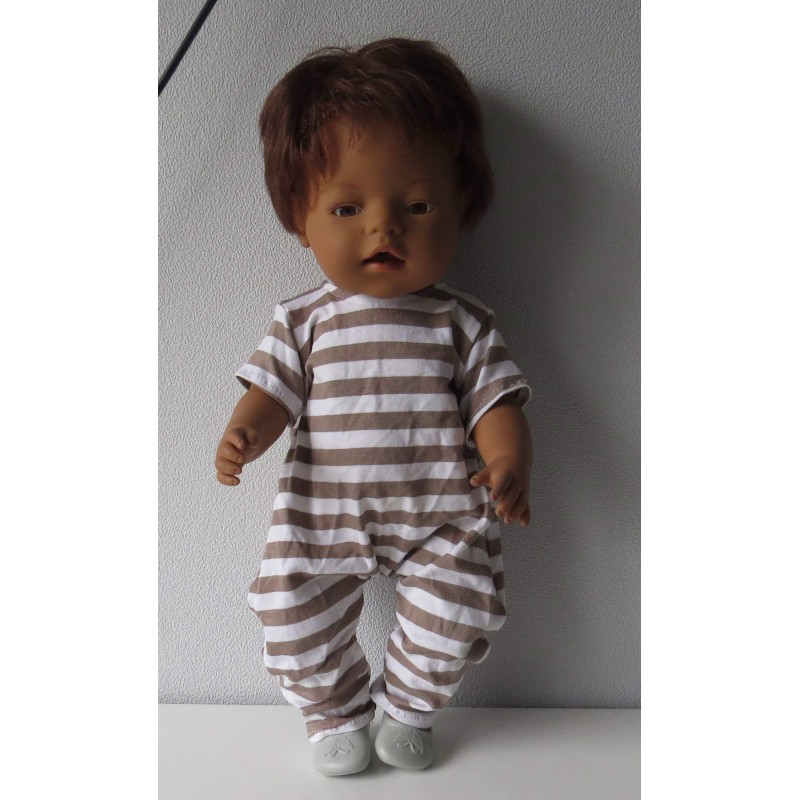 slobpak bruin gestreept baby born 43cm