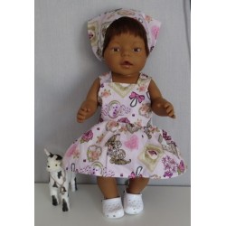 tuinrok roze hond baby born 43cm