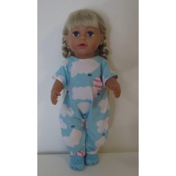 slobpak blauw wolken baby born 43cm