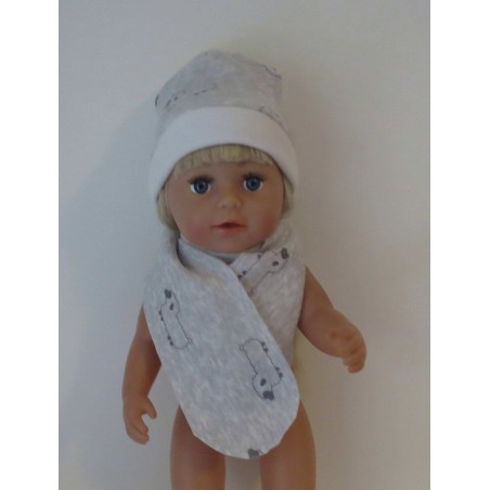 muts met sjaal grijs schapen baby born 43cm