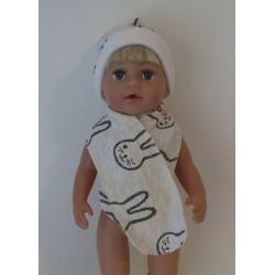 muts met sjaal konijnen baby born 43cm