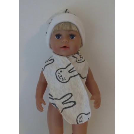 muts met sjaal konijnen baby born 43cm