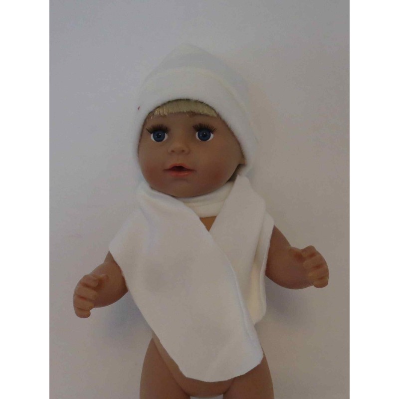 muts met sjaal wit baby born 43cm