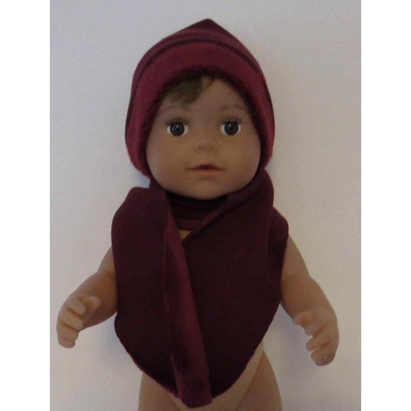 muts met sjaal rood baby born 43cm