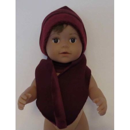 muts met sjaal rood baby born 43cm