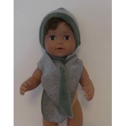 muts met sjaal grijs met groen baby born 43cm