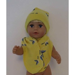 muts met sjaal geel vogels baby born 43cm