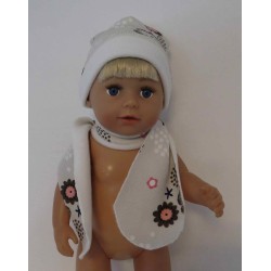 muts met sjaal gestreept bloemen baby born 43cm