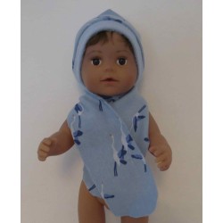 muts met sjaal blauw vogels baby born 43cm