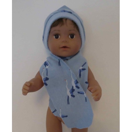 muts met sjaal blauw vogels baby born 43cm