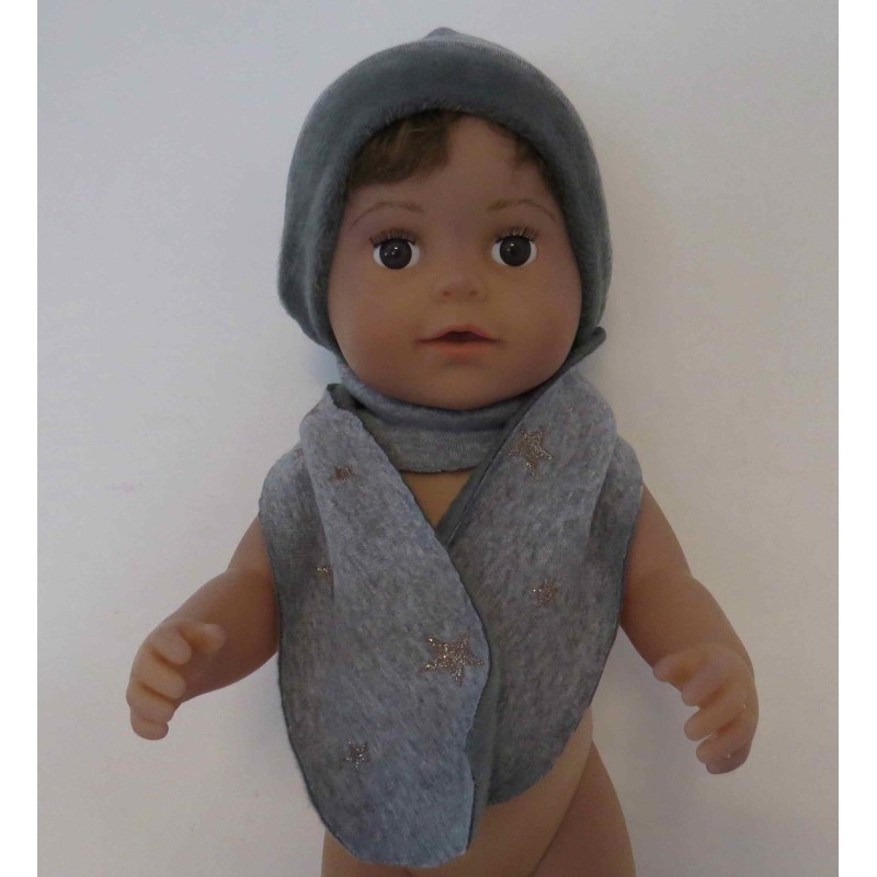 muts met sjaal grijs sterren baby born 43cm