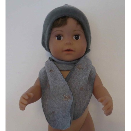 muts met sjaal grijs sterren baby born 43cm