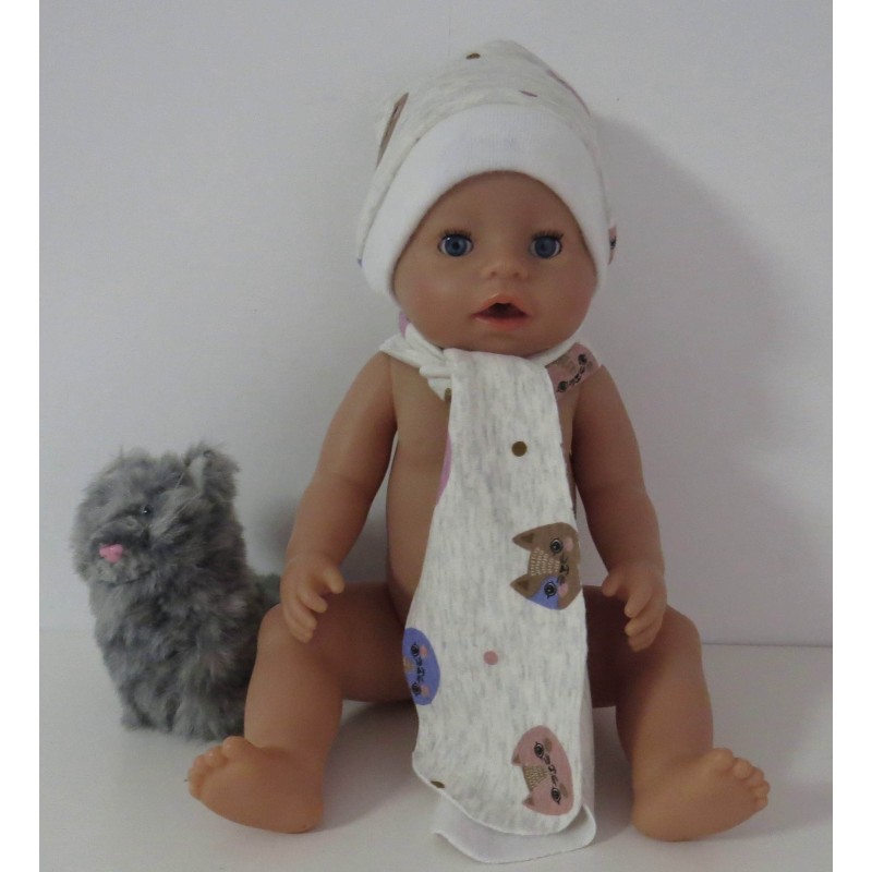 muts met sjaal kat baby born 43cm