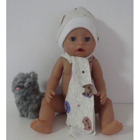 muts met sjaal kat baby born 43cm