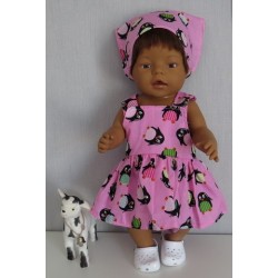tuinrok roze pinguins baby born 43cm