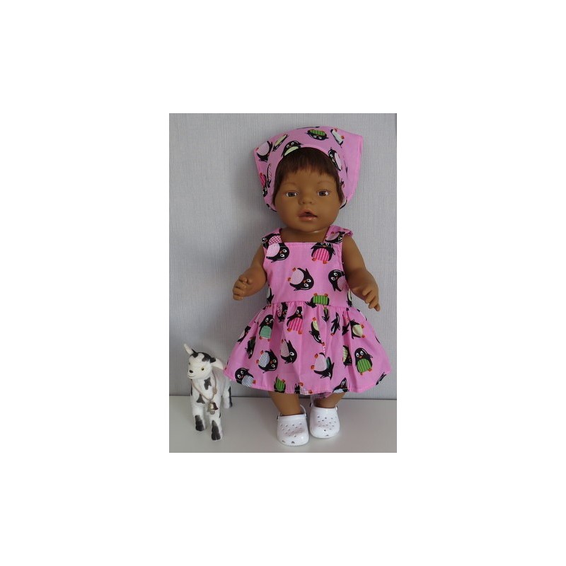 tuinrok roze pinguins baby born 43cm