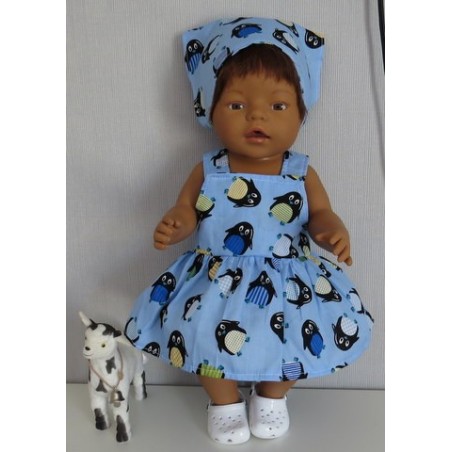 tuinrok blauw  pinguins baby born 43cm
