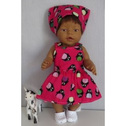 tuinrok hard roze pinguins baby born 43cm