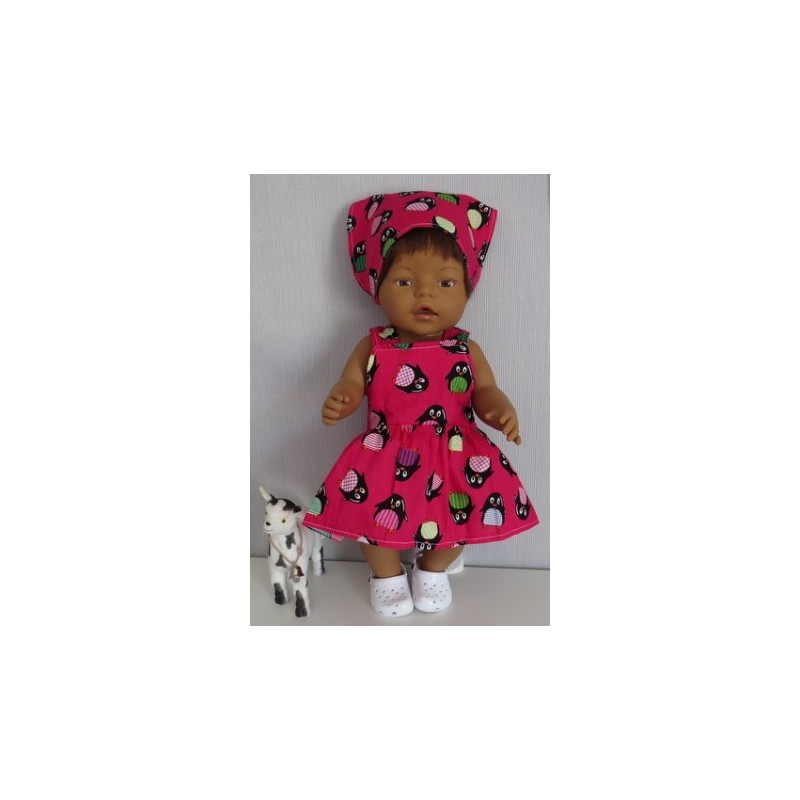 tuinrok hard roze pinguins baby born 43cm