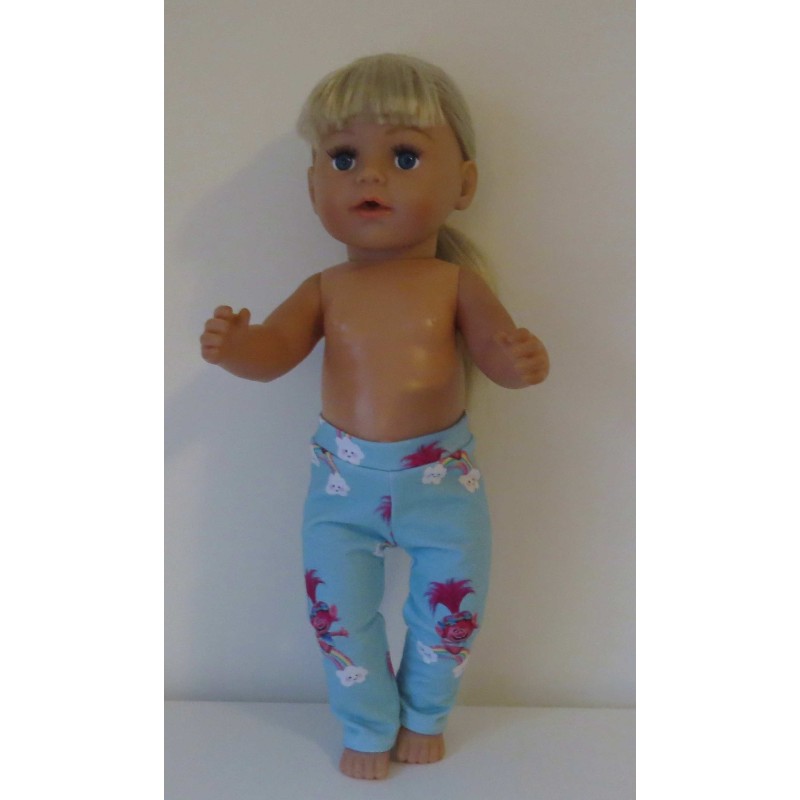 legging blauw trollz baby born 43cm