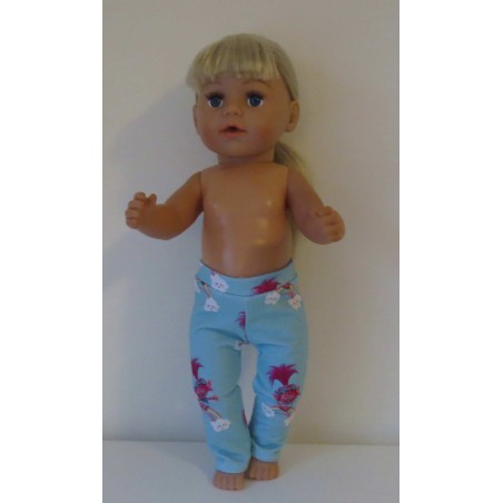 legging blauw trollz baby born 43cm