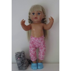 3/4 legging roze gebloemd baby born 43cm
