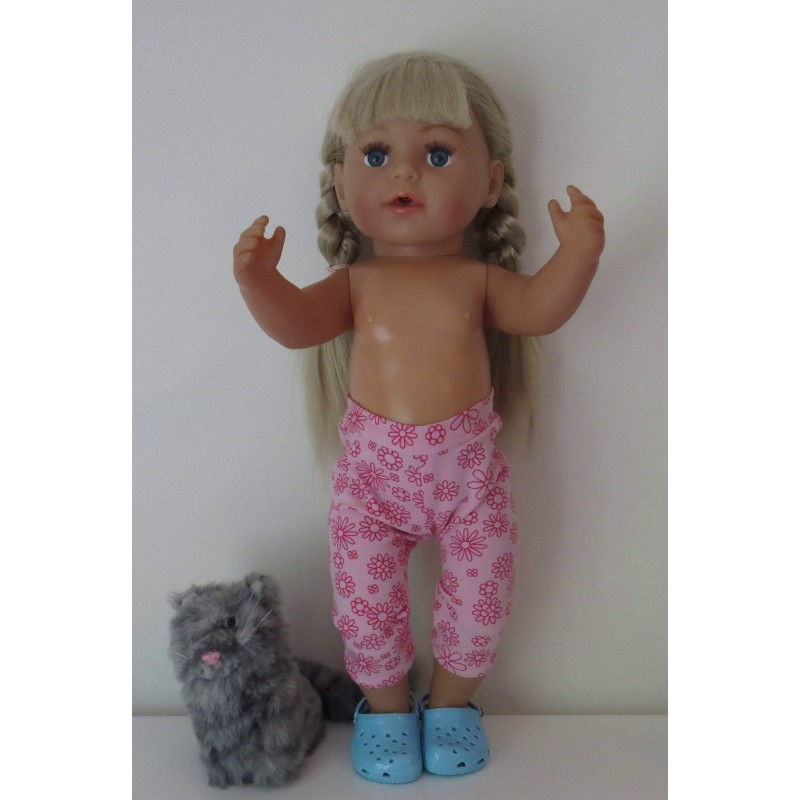 3/4 legging roze gebloemd baby born 43cm