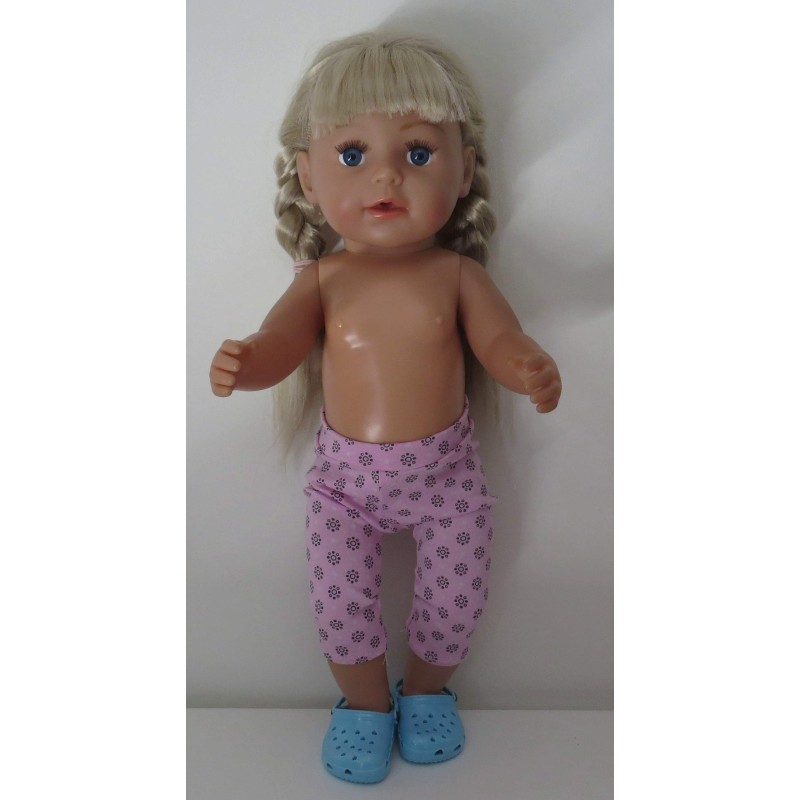 3/4 legging roze met zwart baby born 43cm