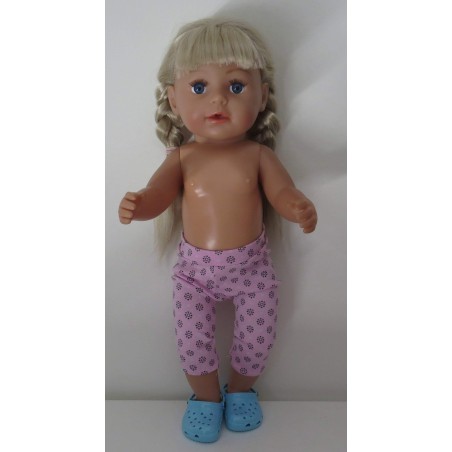 3/4 legging roze met zwart baby born 43cm