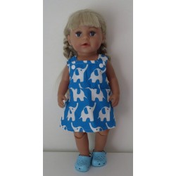 tuinrok blauw olifanten  baby born 43cm