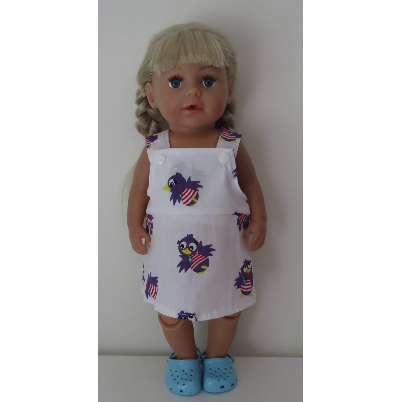 tuinrok wit jet  baby born 43cm