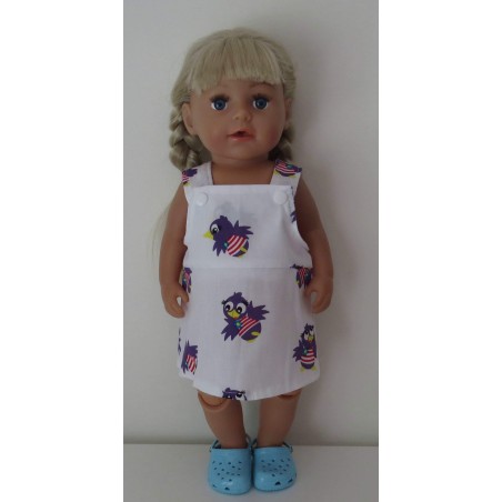 tuinrok wit jet  baby born 43cm