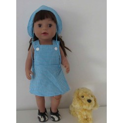tuinrok aqua blauw geruit baby born 43cm