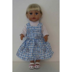 tuinrok rozadotje blauw  baby born 43cm