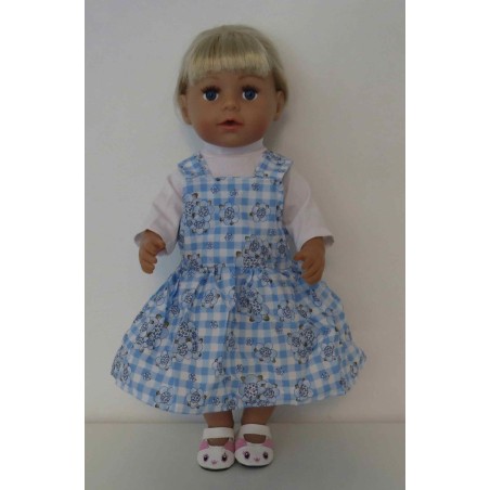 tuinrok rozadotje blauw  baby born 43cm