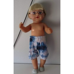 korte broek blauw gevlamd baby born 43cm