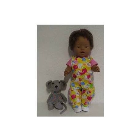 tuinbroek geel hello kitty baby born 43cm