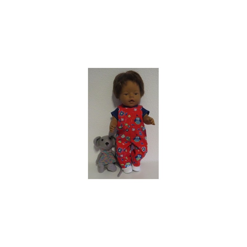 tuinbroek rood uil baby born 43cm