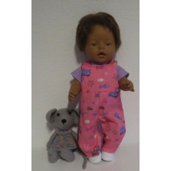 tuinbroek roze kat lila baby born 43cm