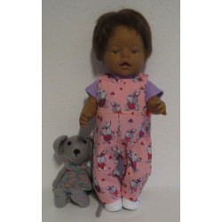 tuinbroek roze konijn baby born 43cm