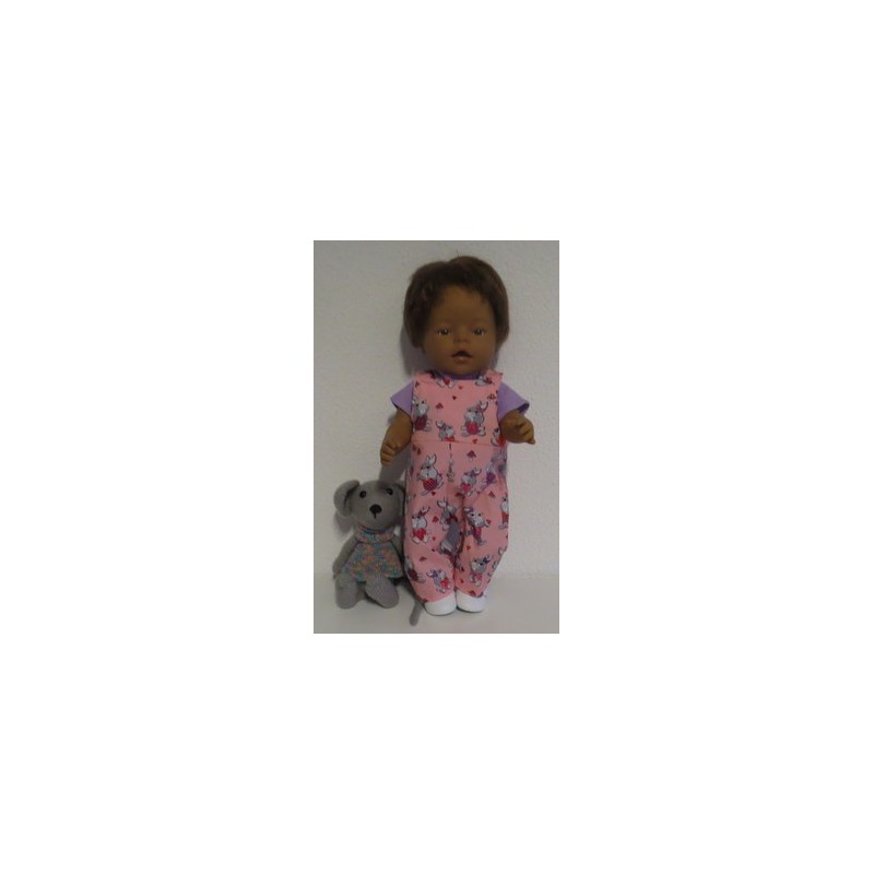 tuinbroek roze konijn baby born 43cm