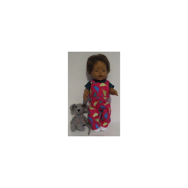 tuinbroek hard roze vogels baby born 43cm