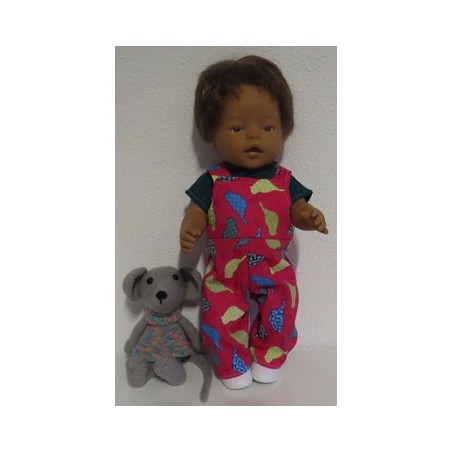 tuinbroek hard roze vogels baby born 43cm