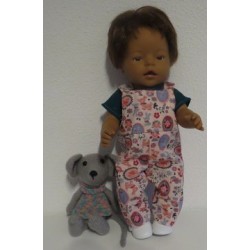 tuinbroek roze meisje baby born 43cm