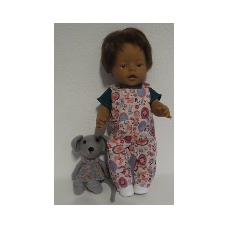 tuinbroek roze meisje baby born 43cm