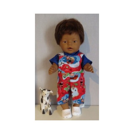 tuinbroek rood piraat baby born 43cm